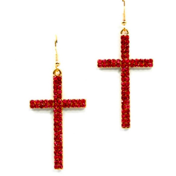 Cross Bling Earrings choose from 5 colors - Picture 1 of 2